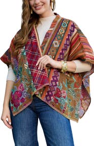 SAACHI Floral Geometric Ruana