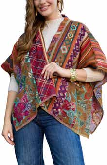 SAACHI Floral Geometric Ruana