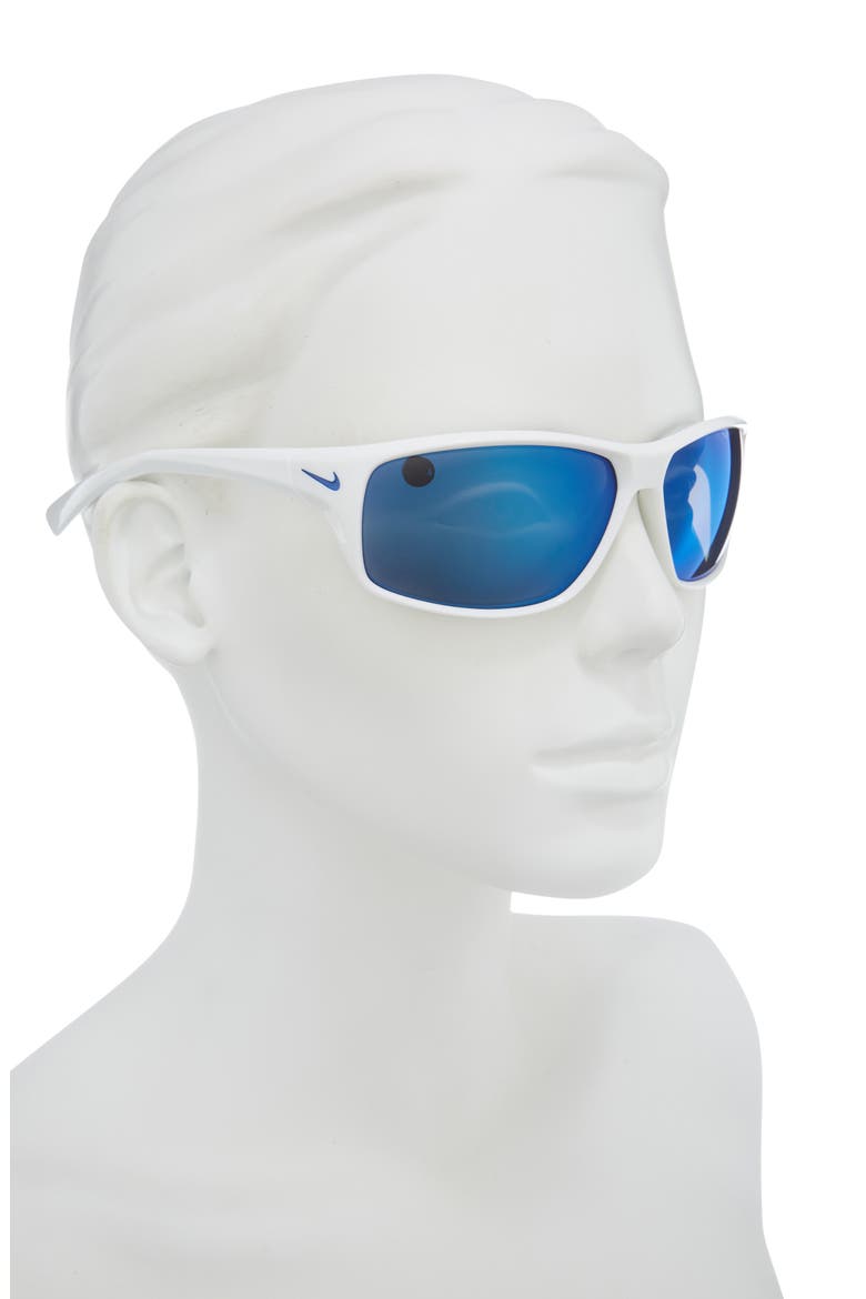 64mm Nike Adrenaline Modified Sunglasses, Alternate, color, WHITE/ GREY W/ BLUE FLASH