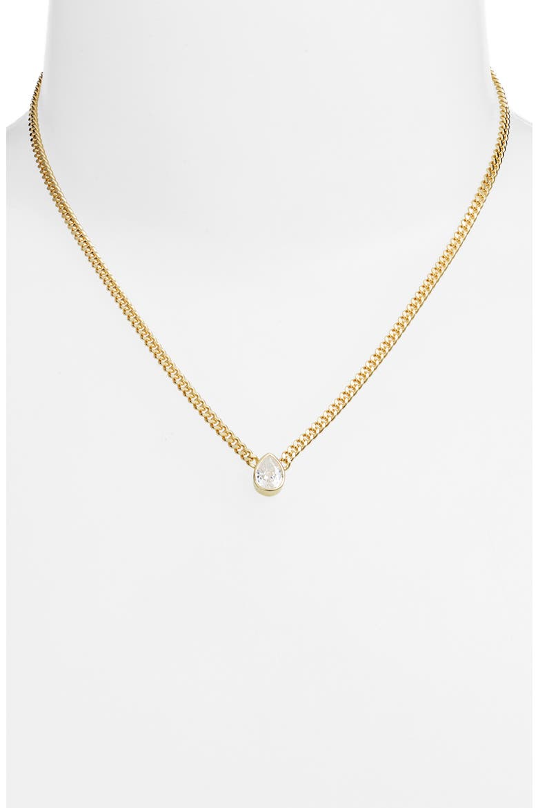 Fancy Bezel Pendant Necklace, Alternate, color, GOLD/ WHITE/PEAR CUT