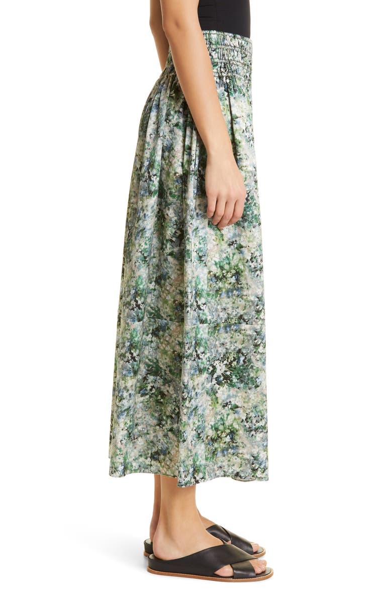 Painted Floral Smock Waist Skirt, Alternate, color, HERB