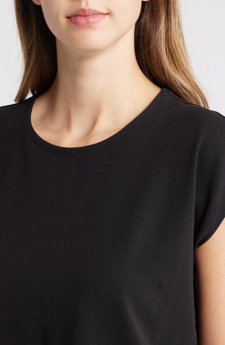 Eileen Fisher Cap Sleeve Stretch Organic Cotton Jersey Top, Alternate, color, 