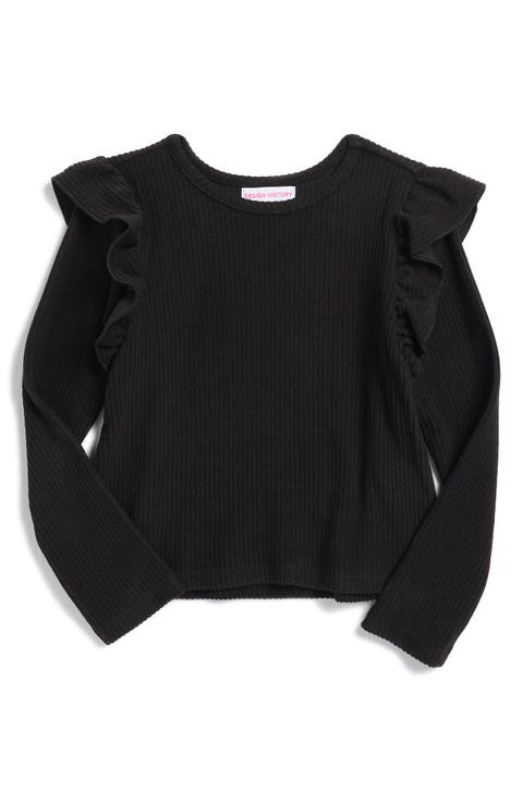 Kids' Rib Shoulder Ruffle Top (Toddler & Little Kid)