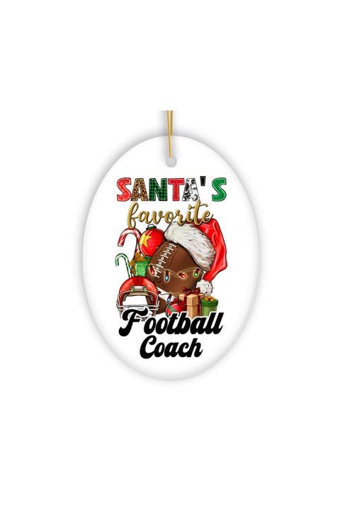 Santas Favorite Football Coach Ceramic Ornament