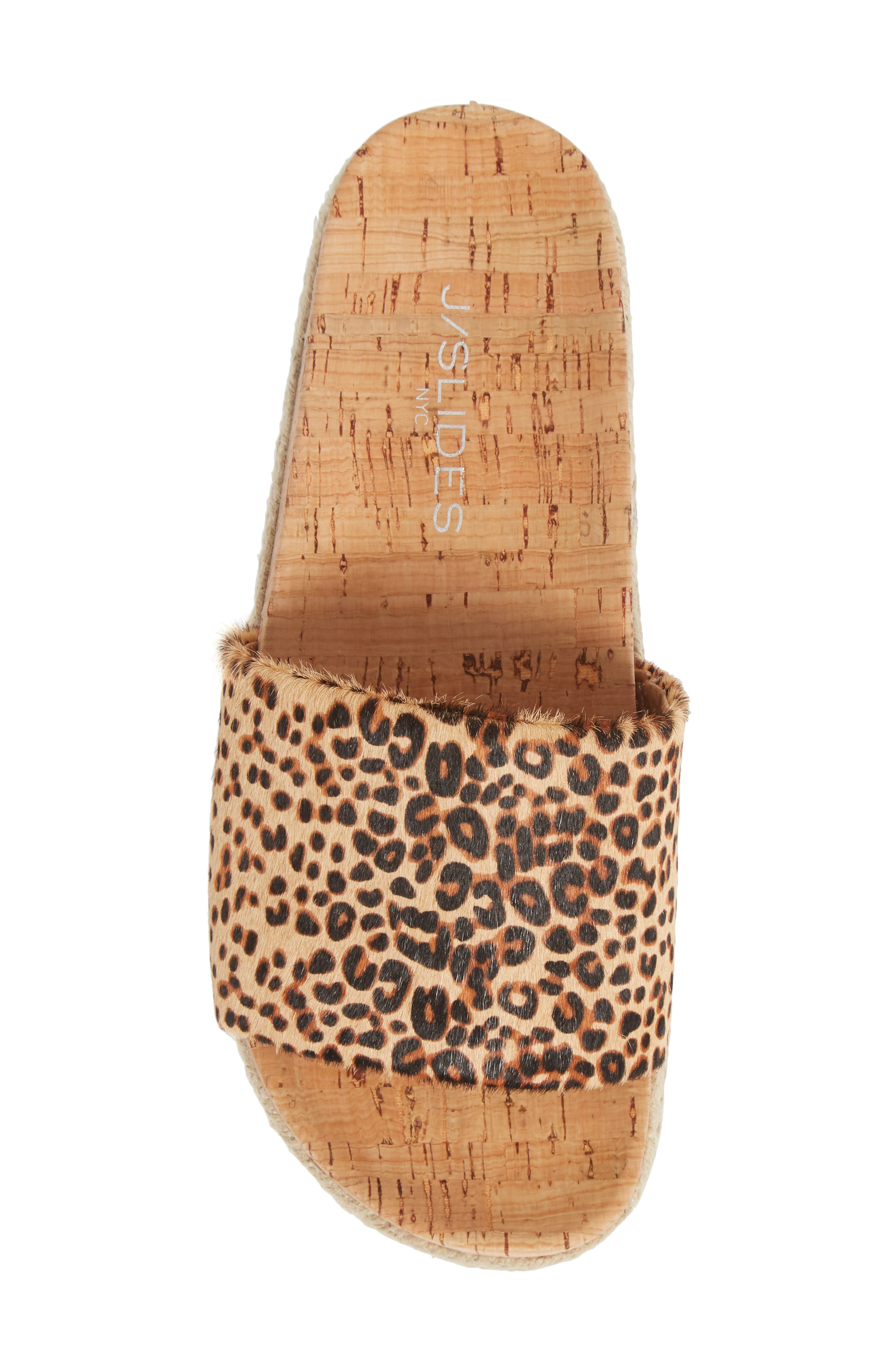 Genuine Calf Hair Espadrille Slide Sandal, Alternate, color, LEOPARD PRINT CALF HAIR