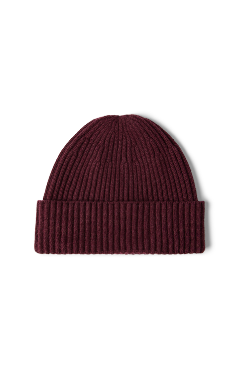 Cashmere rib knit beanie