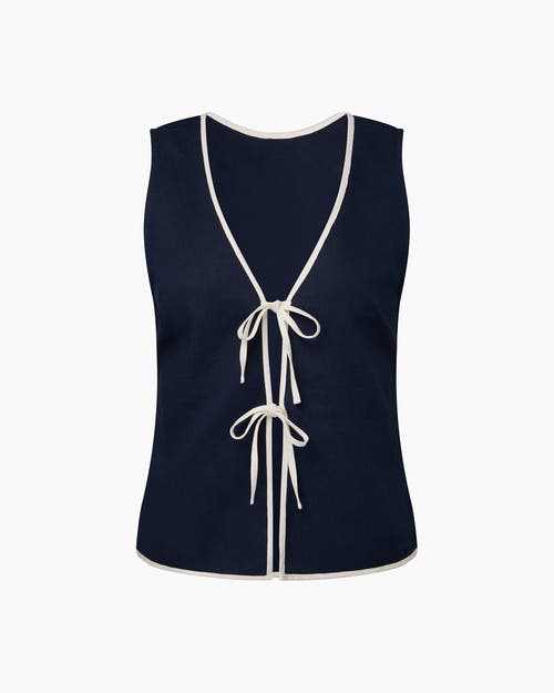 Onia Air Linen Tank Top In Blue