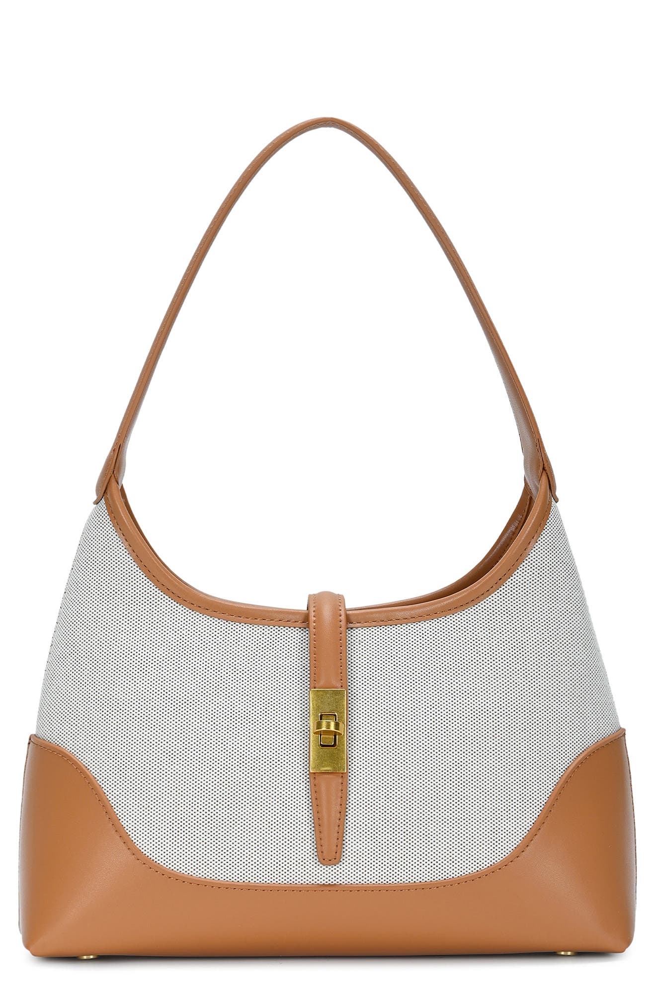 Two-Tone Canvas Shoulder Bag, Main, color, CAMEL