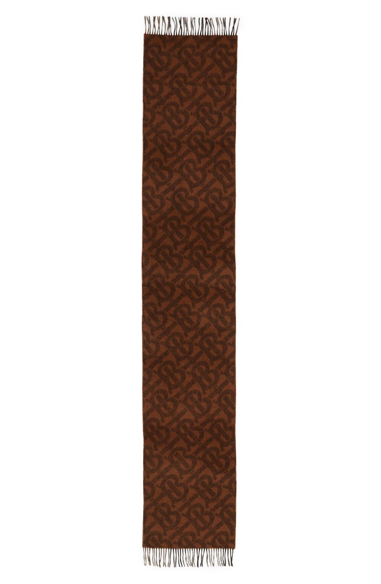 Burberry Monogram & Check Reversible Cashmere Scarf, Alternate, color, 