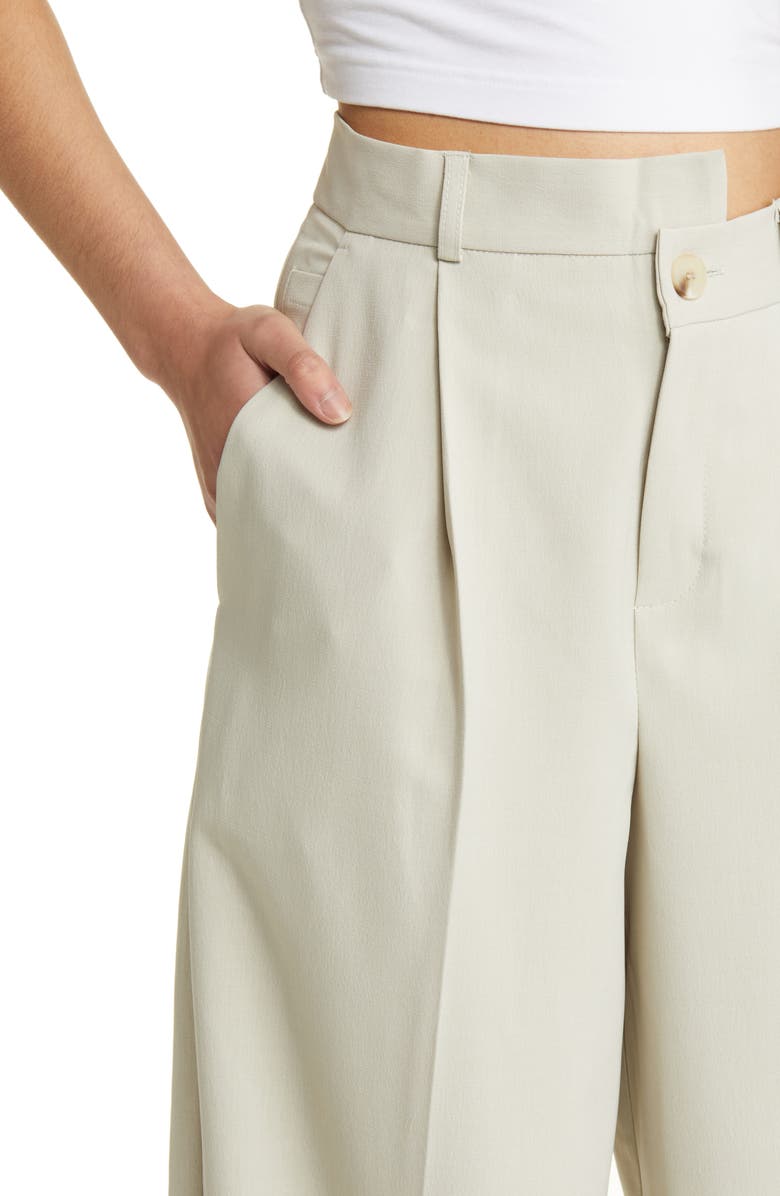 Topshop Asymmetric Waist Wide Leg Trousers, Alternate, color,