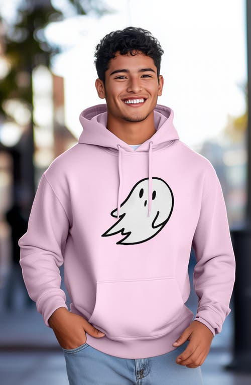 Dalix Giant Ghost Fleece Hoodie In Light Pink