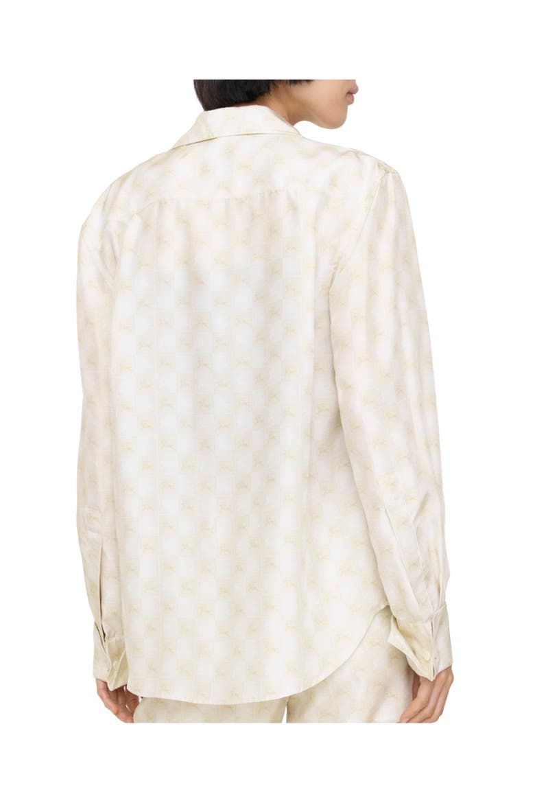 Classic Fit Knight Checkerboard Silk Shirt, Alternate, color, Chalk white