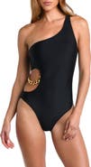 L'AGENCE Ava Cutout Chain One-Shoulder One-Piece Underwire Swimsuit