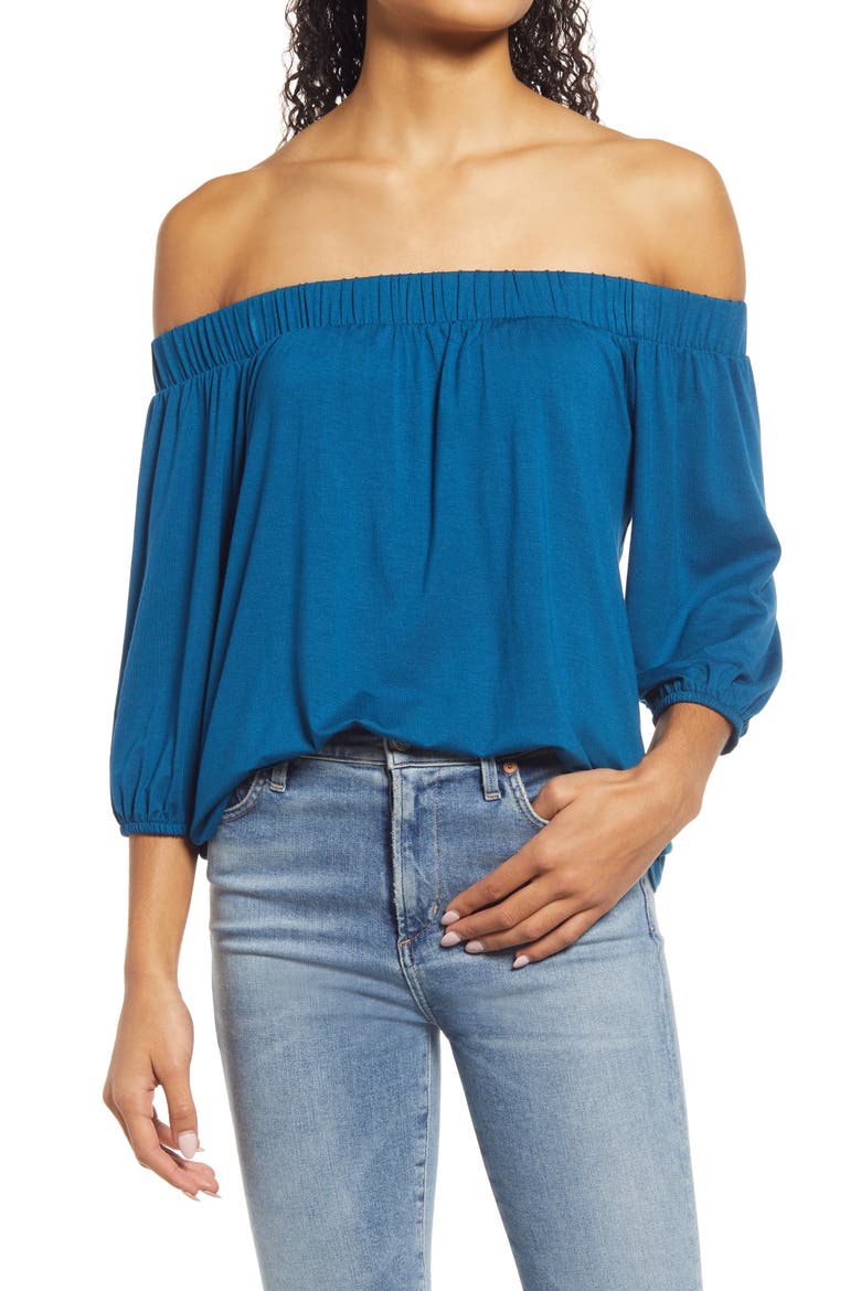 Off the Shoulder Top, Main, color, TEAL