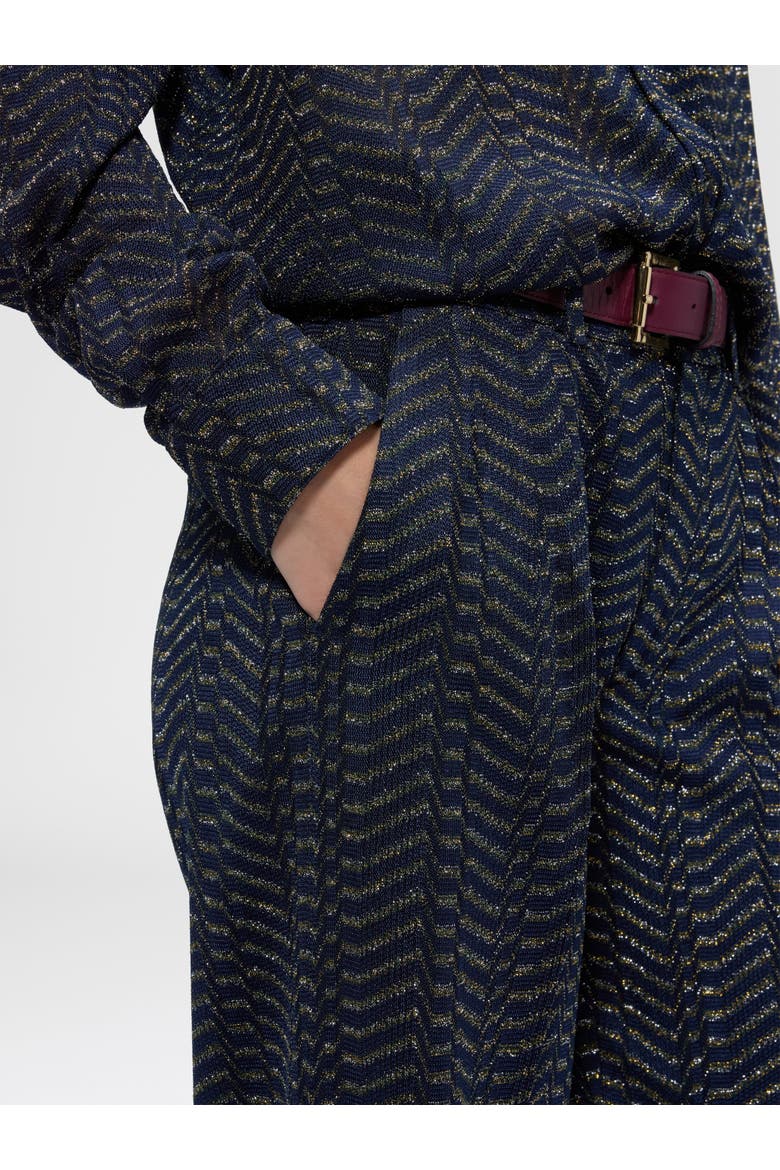 Classic Viscose Lamé Trousers With Greek Key Motif, Alternate, color, Blue& Gold