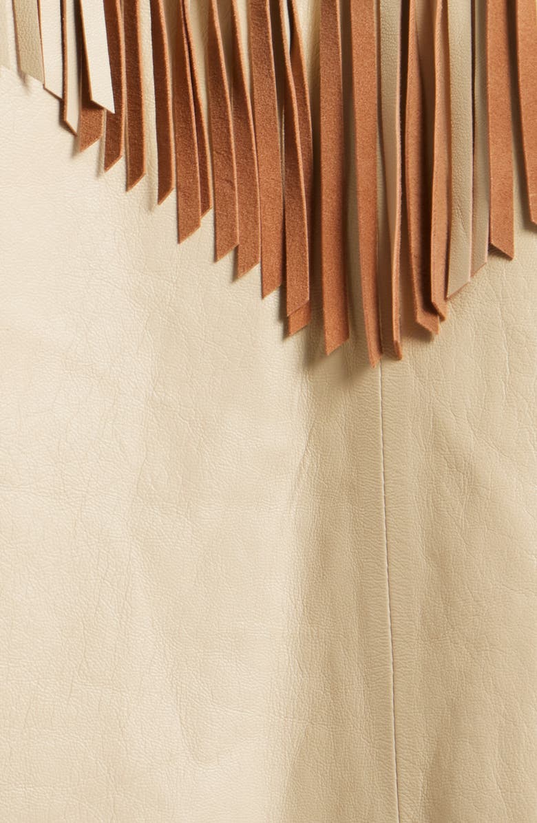 THE GREAT. The Leather Fringe Jacket, Alternate, color, Toasted Almond