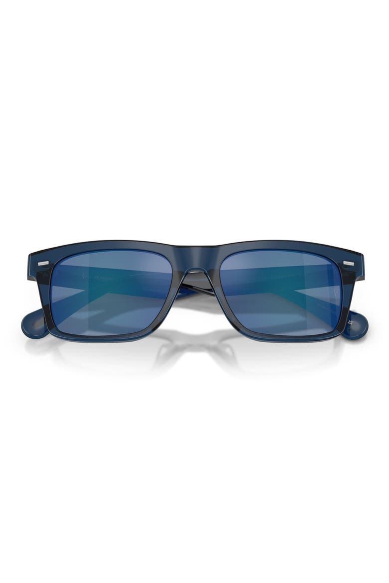 x Roger Federer Mr. Federer 55mm Polarized Rectangular Sunglasses, Alternate, color, ASH BLUE / MARINE FLASH MIRROR