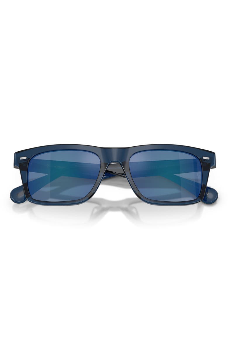 Oliver Peoples x Roger Federer Mr. Federer 55mm Polarized Rectangular Sunglasses, Alternate, color, Ash Blue / Marine Flash Mirror