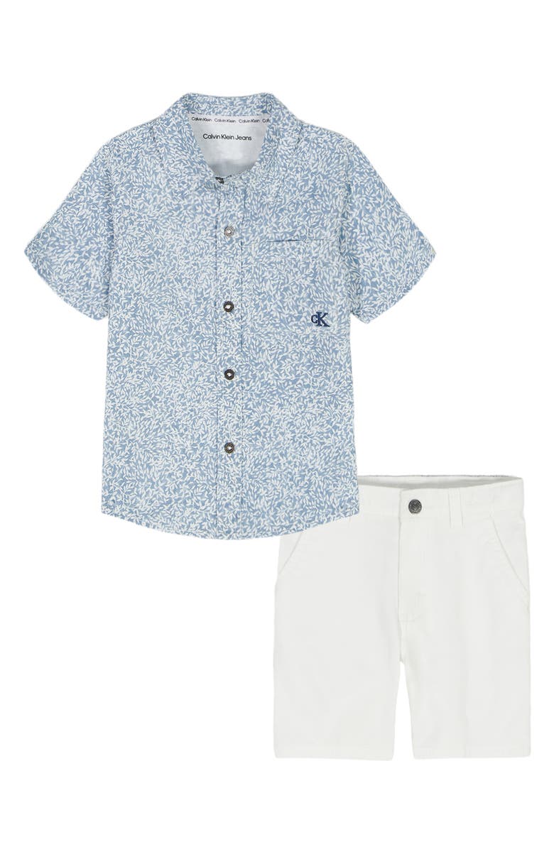 Calvin Klein Woven Shirt & Shorts Set, Main, color, Blue Multi