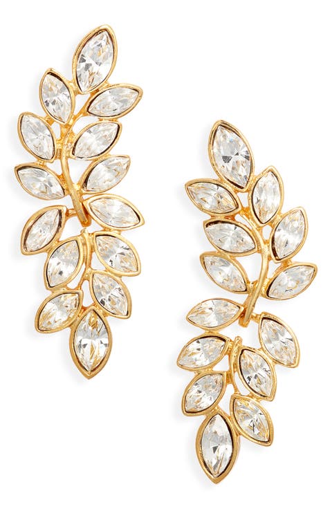 Crystal Leaf Earrings