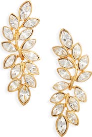 Kenneth Jay Lane Crystal Leaf Earrings