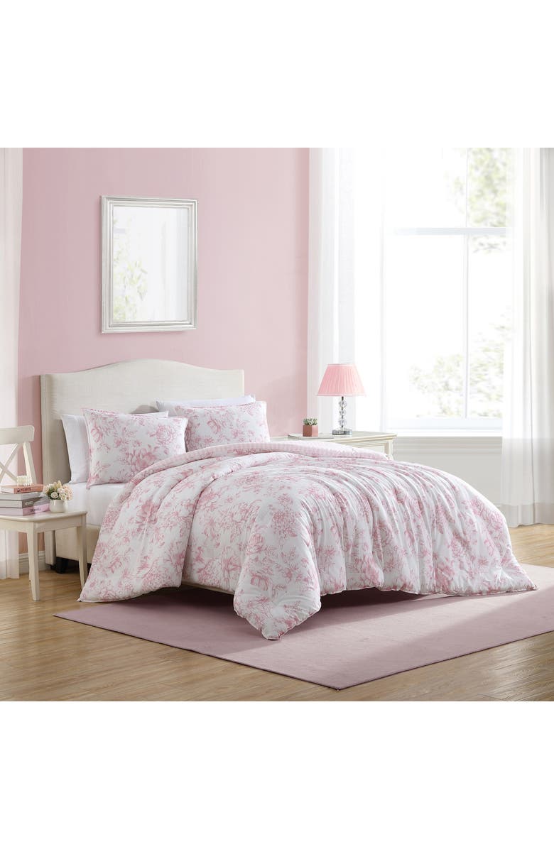 Laura Ashley Delphine Cotton Comforter Set, Alternate, color, Mauve Pink