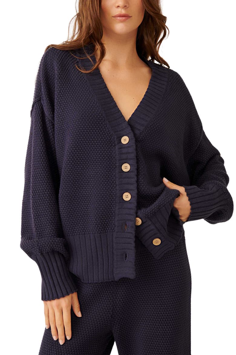 Hailee Waffle Stitch Cardigan & Pants, Alternate, color, PEACOAT