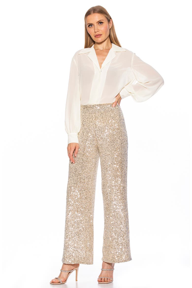 Illy Wide Leg Sequin Pants, Alternate, color, SILVER