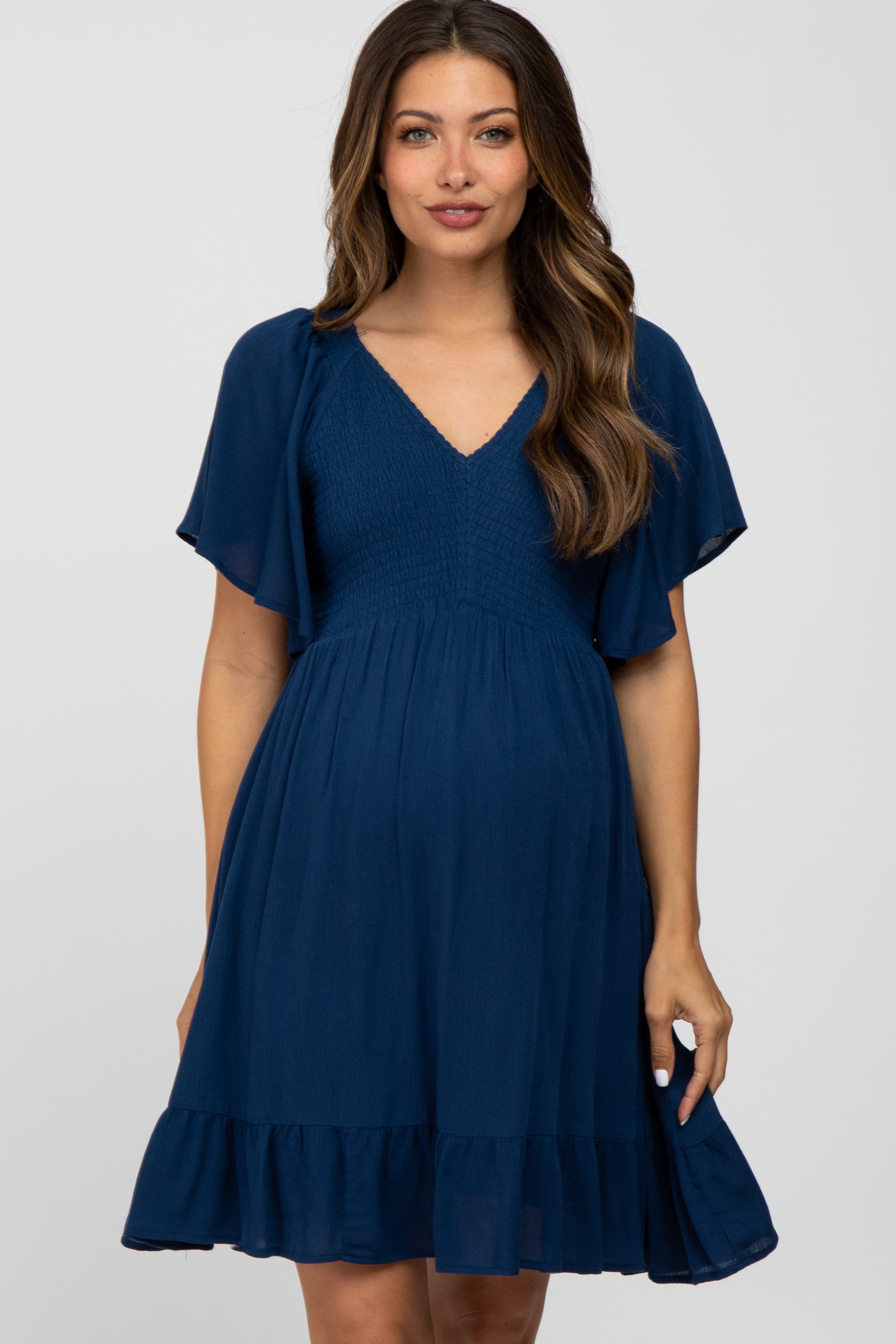 Smocked Front Ruffle Hem Dress - image 3