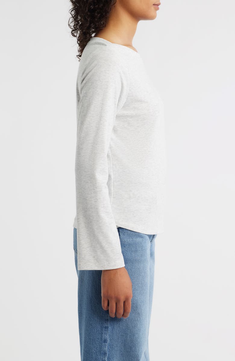 Wit & Wisdom Boat Neck Long Bell Sleeve T-Shirt, Alternate, color, Heather Off White