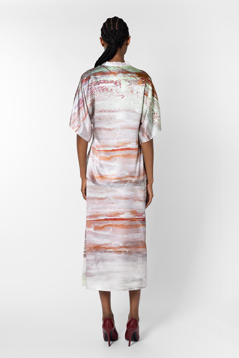 Varo Printed Silk Blouse, Alternate, color, Brush Mint / Cinnamon / White