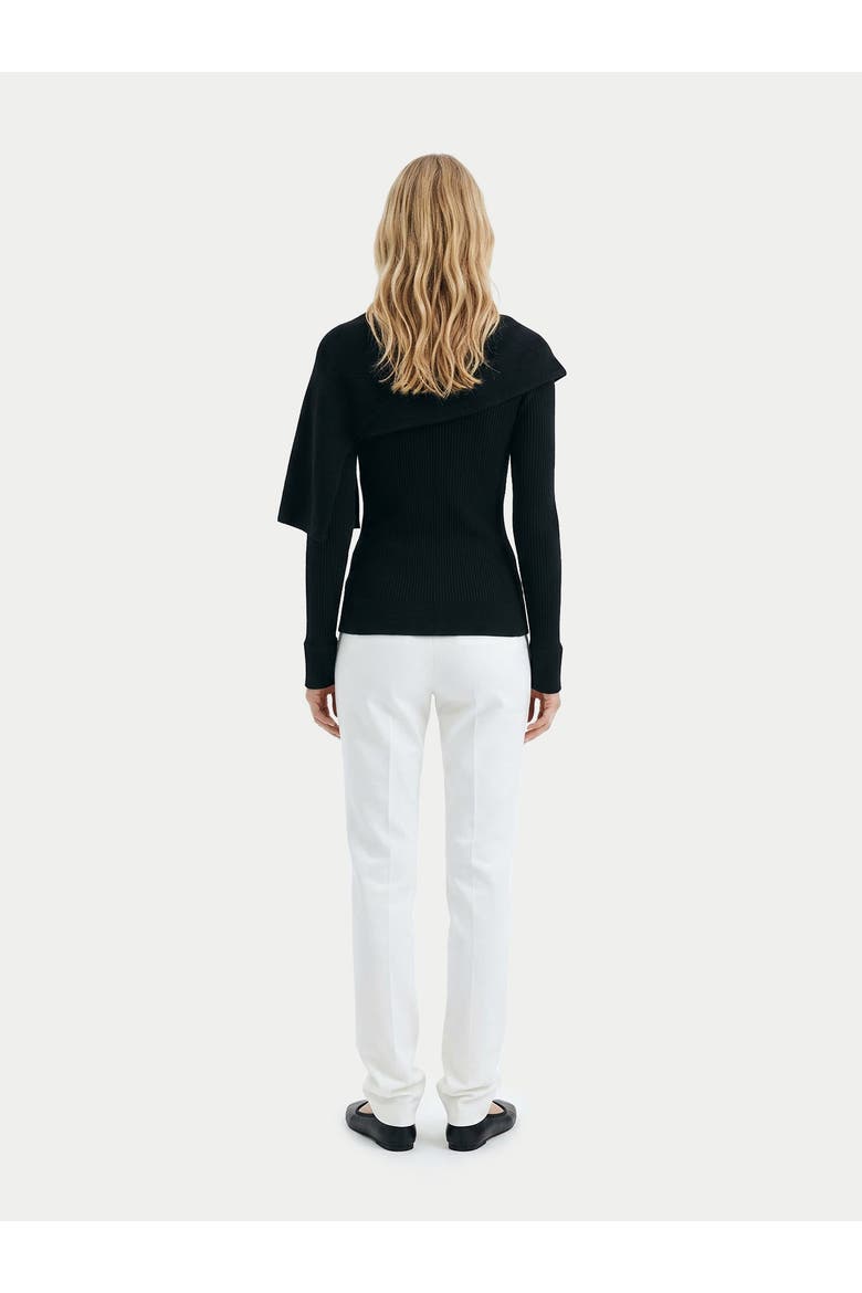 Cashmere Sweater with Draped Scarf, Alternate, color, black