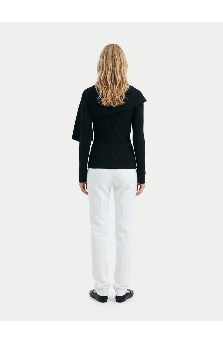 Gobi Cashmere Cashmere Sweater with Draped Scarf, Alternate, color, Black