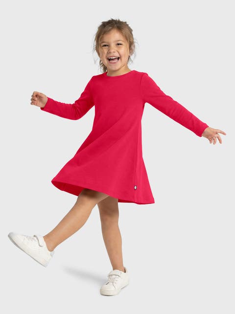 Girl's Soft 100% Cotton Baby Rib Long Sleeve Dress (Infant, Toddler, Little Kid, Big Kid)