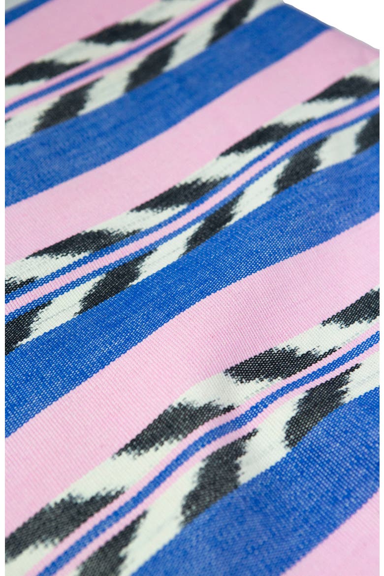 Palm Ikat Pink and Blue Handwoven Cotton Throw Blanket, Alternate, color, Multi