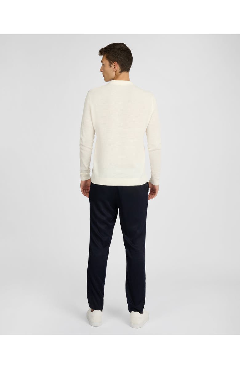 Onia Cotton Textured Long Sleeve Johnny Polo, Alternate, color, Egret