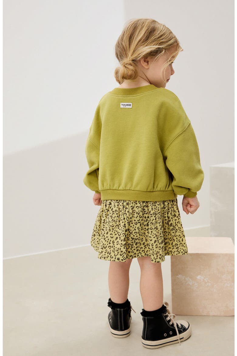Kids' Carrot Sweatshirt Dress, Alternate, color, GREEN