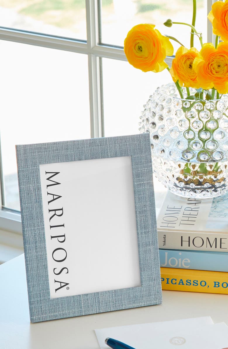 Mariposa Grasscloth Textured 5" x 7" Picture Frame, Alternate, color, Blue