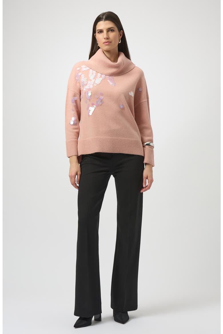 Sequin Cowl Neck Sweater, Alternate, color, ROSE