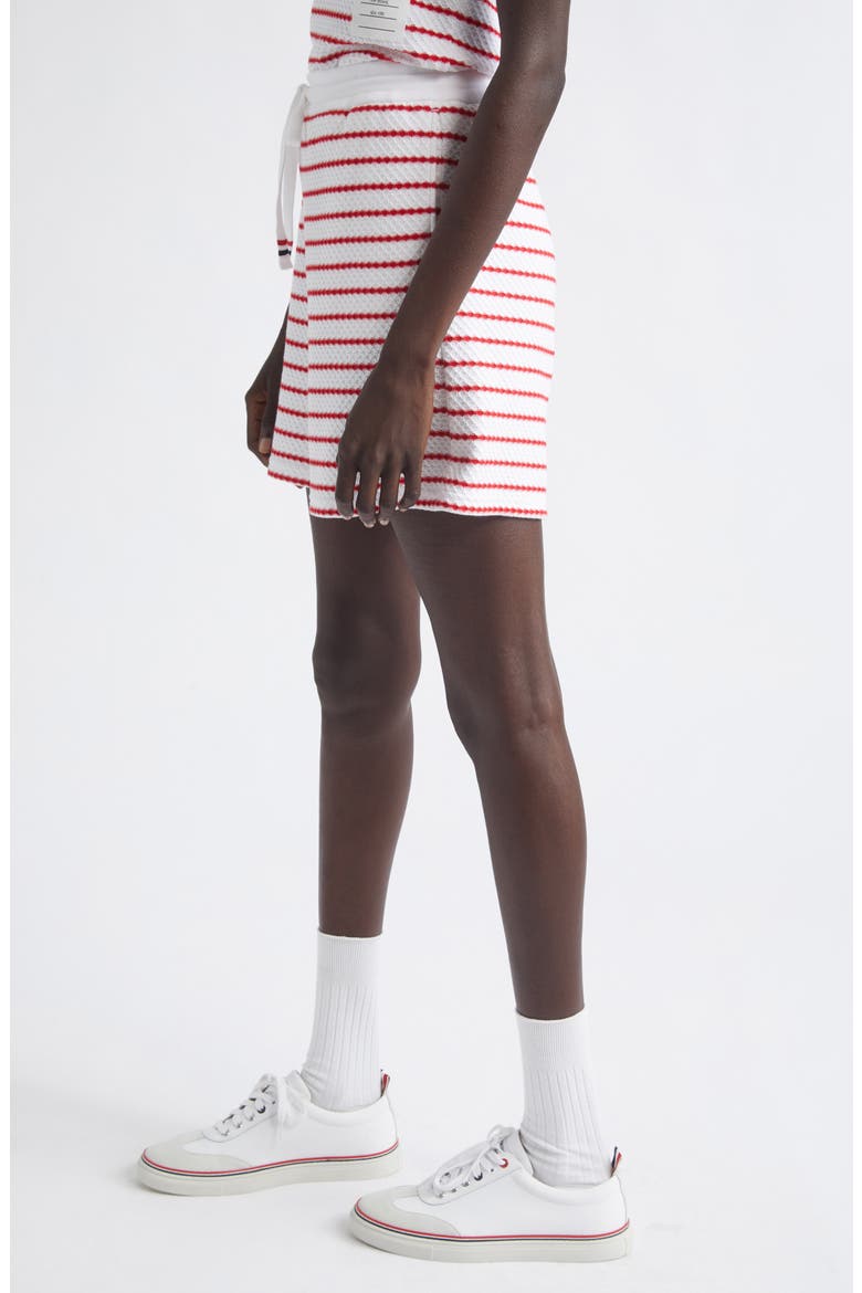 Stripe Cotton Honeycomb Jacquard Shorts, Alternate, color, WHITE/ RED