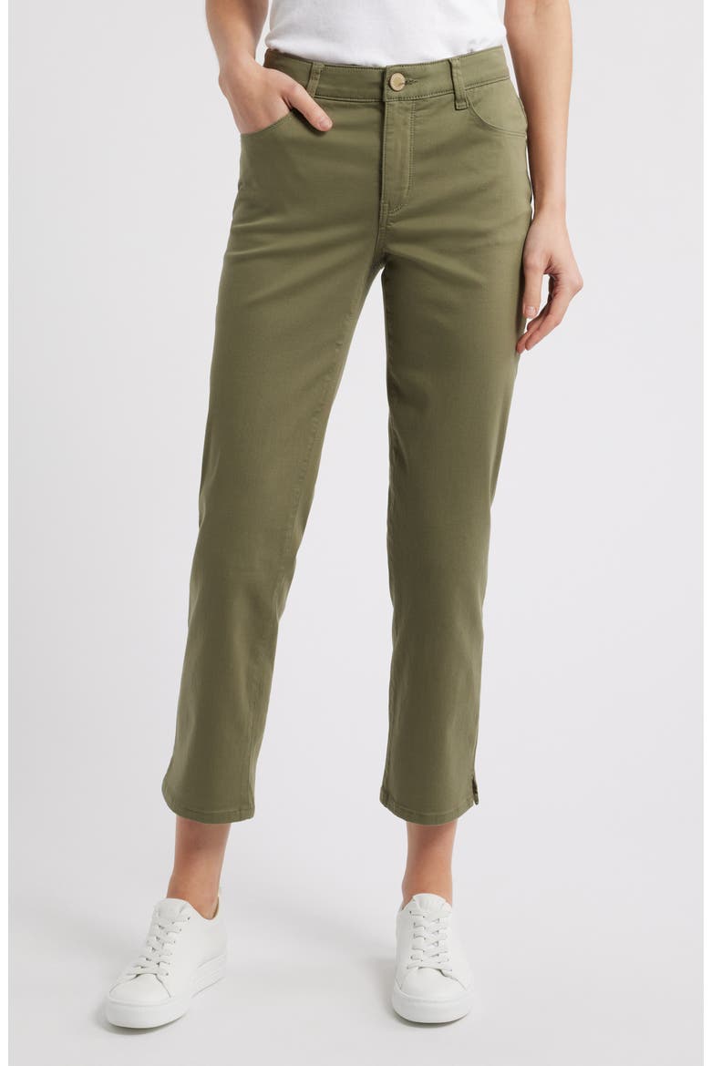 High Waist Straight Leg Stretch Twill Pants, Main, color, LILY PAD