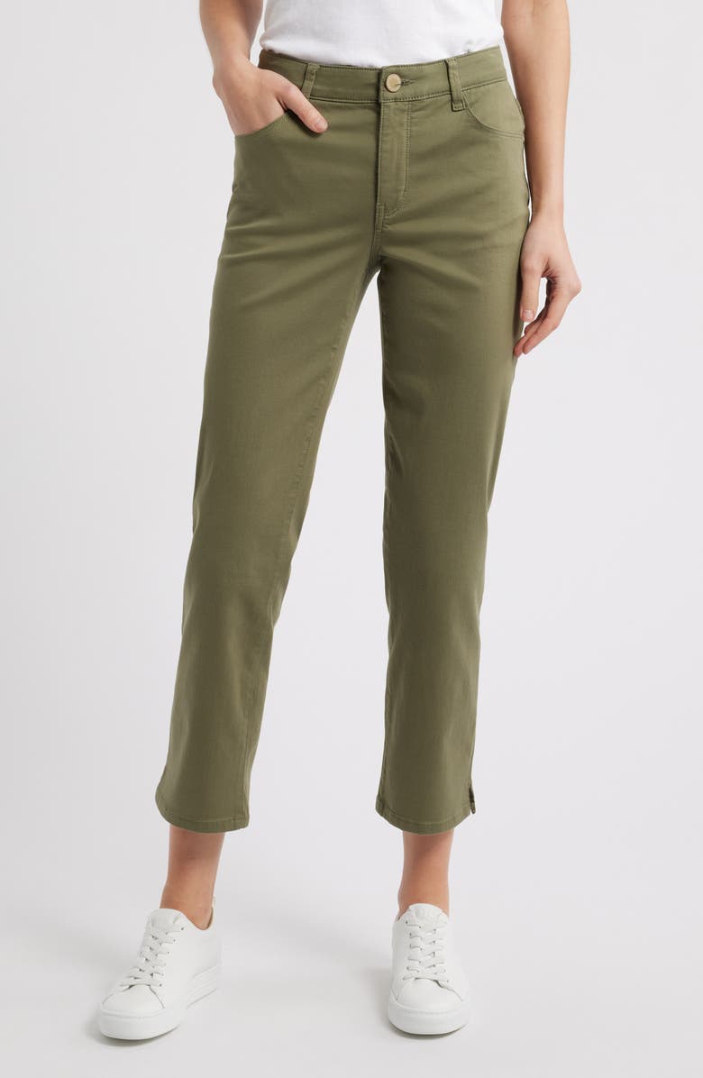 Wit & Wisdom High Waist Straight Leg Stretch Twill Pants, Main, color, Lily Pad