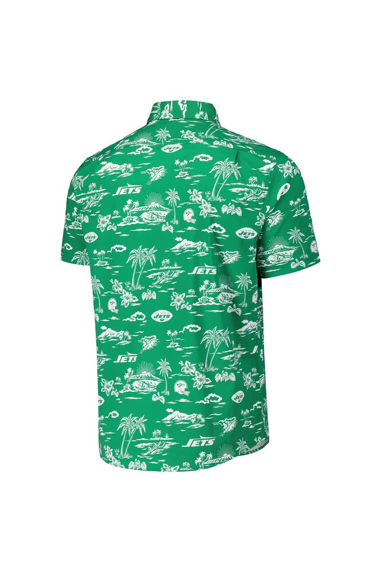 Men's Reyn Spooner Kelly Green New York Jets Throwback Kekai Print Button-Up Shirt, Alternate, color, Kelly Green