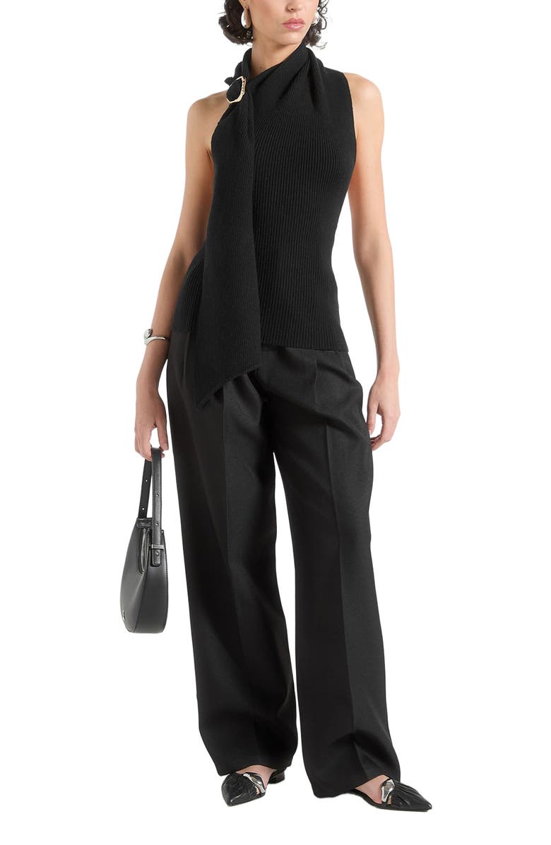 Manière De Voir Elodie Knitted Draped Halterneck Top, Main, color, Black