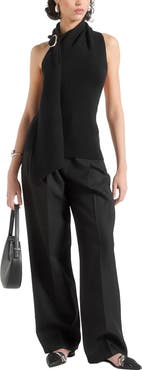Manière De Voir Elodie Knitted Draped Halterneck Top