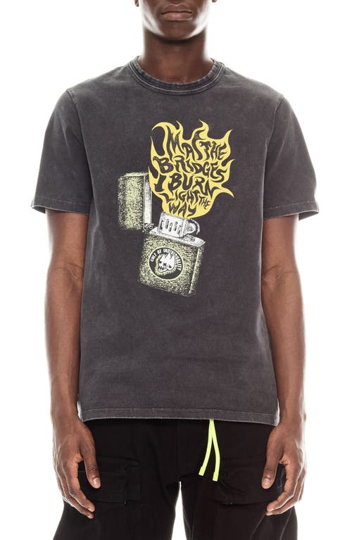 Cult of Individuality Relaxed Graphic T-Shirt in Vintage Charcoal 