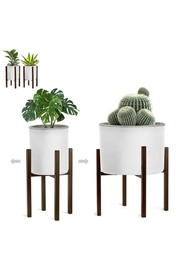 SORBUS Set of 2 Adjustable Metal Plant Stands in Brown at Nordstrom Rack