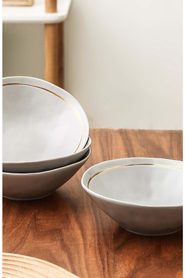 Clara Porcelain 16-Piece Dinnerware Set, Alternate, color, Gray