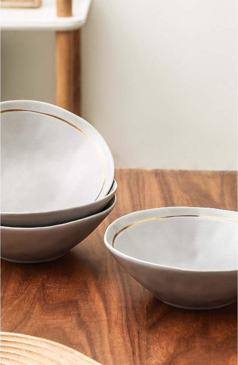 Stone Lain Clara Porcelain 16-Piece Dinnerware Set, Alternate, color, Gray