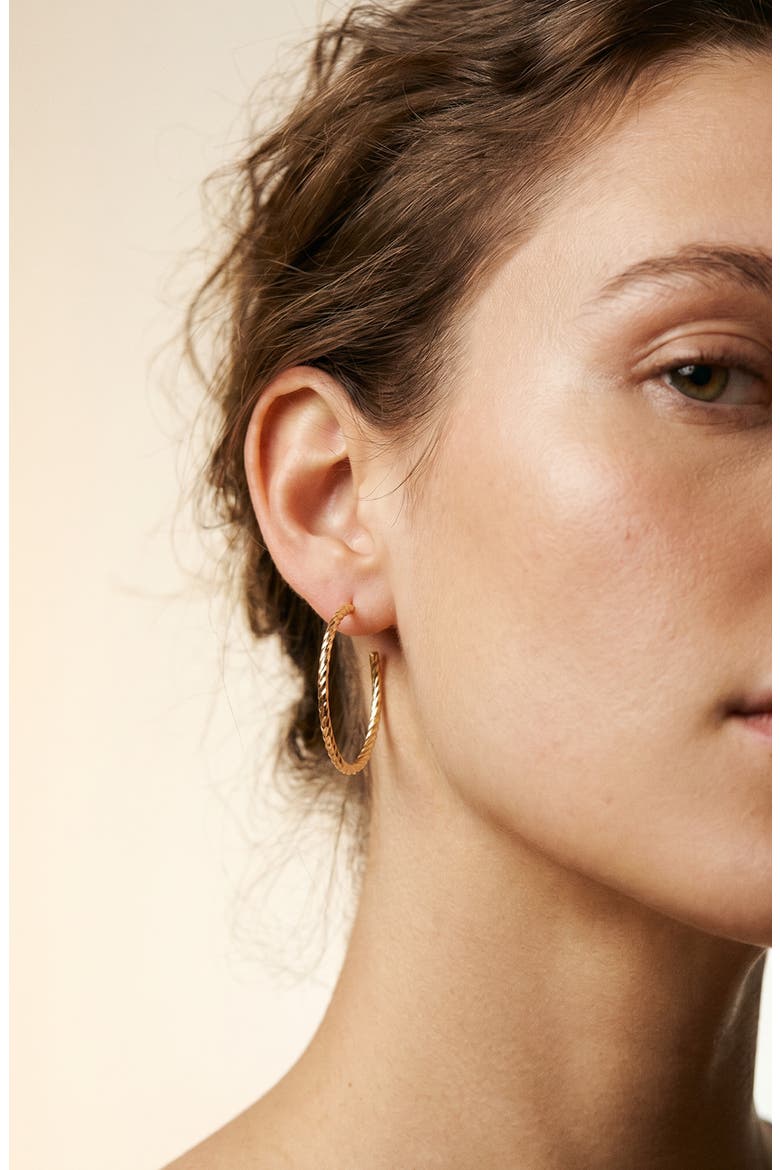 Diamond Cut Hoop Earrings, Alternate, color, GOLD